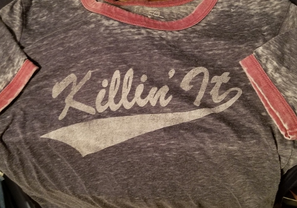 Like New Killin' It Blue Red Ringer Tee